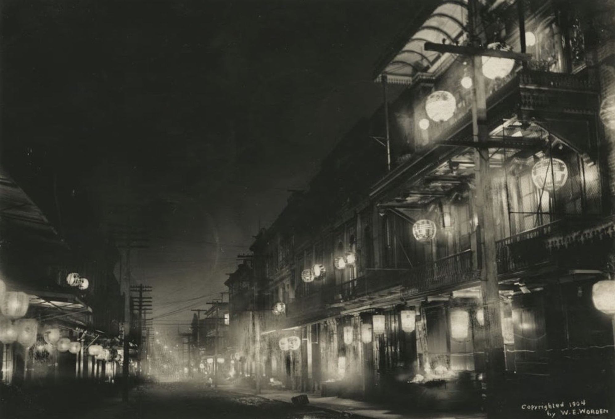 Midnight in Chinatown, gelatin silver print, by Willard Worden 